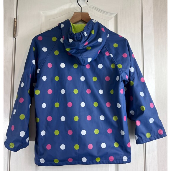 Foxfire for Kids Navy Blue Polka Dots Children’s Raincoat Size 10 - Picture 2 of 9